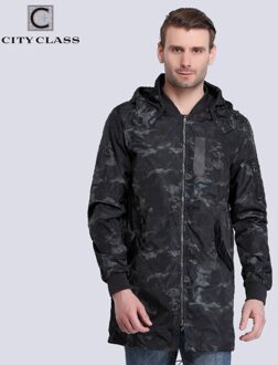STAD KLASSE Lente Zomer Lange Windjack Heren Jassen Jas Afneembare Kap Camouflage Mode Waterdicht Geul Uitloper 3968