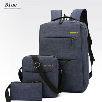 Stad Tas Laptop Rugzak Schooltas Business Case Rugzak Reizen College Unisex Solid Canvas Tassen 3 Pcs