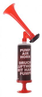 Stadion toeter/luchthoorn met handpomp - op luchtdruk - 24 cm