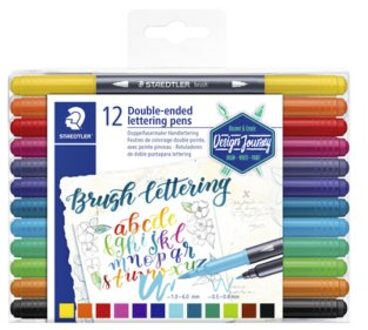 Staedtler Brushpen Staedtler 3004 lettering duo 0.5-6mm blister a 12st ass Assorti