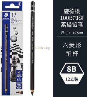Staedtler Mars Lumograph Zwart Art Potloden, Presharpened # Hb, 2B,4B,6B,7B,8B, Kunstenaar Potloden, 12 Stks/doos, Premium Breken Weerstand