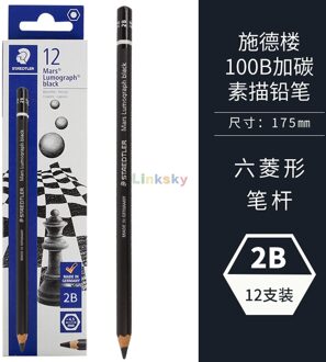 Staedtler Mars Lumograph Zwart Art Potloden, Presharpened # Hb, 2B,4B,6B,7B,8B, Kunstenaar Potloden, 12 Stks/doos, Premium Breken Weerstand
