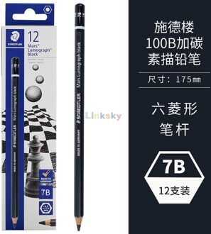 Staedtler Mars Lumograph Zwart Art Potloden, Presharpened # Hb, 2B,4B,6B,7B,8B, Kunstenaar Potloden, 12 Stks/doos, Premium Breken Weerstand