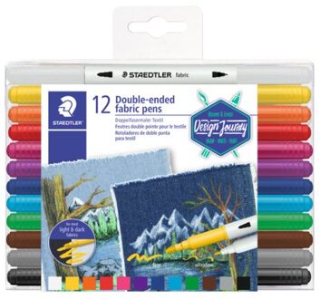 Staedtler textielmarker dubbele punt - set 12 st