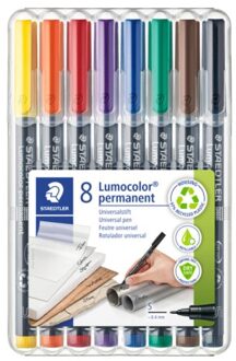 Staedtler Viltstift Staedtler Lumocolor 313 permanent S set a 8 stuks assorti Zwart