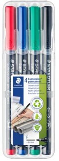 Staedtler Viltstift Staedtler Lumocolor 318 permanent F set a 4 stuks assorti Zwart