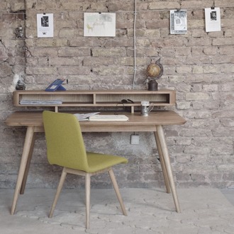 Stafa desk houten bureau whitewash - 140 x 80 cm Bruin