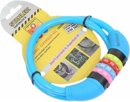 Stahlex Cijfer kabelslot - rood - 10 x 650 mm - fietsslot - Fietssloten Blauw