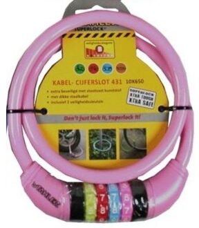 STAHLEX Cijfer kabelslot - roze - 10 x 650 mm - fietsslot