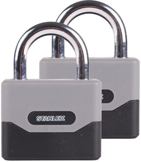 Stahlex Hangslot - 2x - chroom grijs - zinklegering - 95 mm - 4-cijferig cijferslot