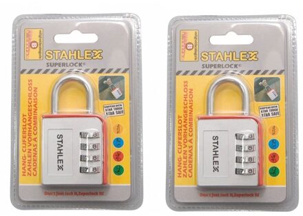STAHLEX Hangslot - 2x - cijferslot - aluminium - 46 mm