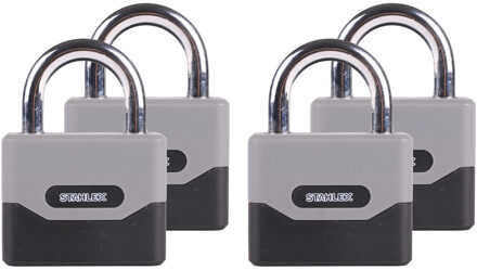 Stahlex Hangslot - 4x - chroom grijs - zinklegering - 95 mm - 4-cijferig cijferslot