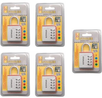 STAHLEX Hangslot - 5x - cijferslot - aluminium - 46 mm