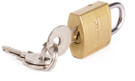 Stahlex Hangslot met 3 sleutels - 20 mm - messing - kofferslot - Hangsloten Bruin