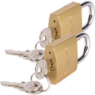 Stahlex Hangslot met 3 sleutels - 2x - 38 mm - messing - kofferslot