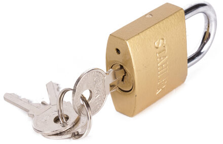 Stahlex Hangslot met 3 sleutels - 32 mm - messing - kofferslot