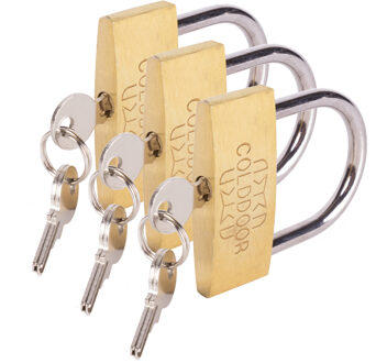 Stahlex Hangslot met 3 sleutels - 3x - 60 mm - messing - kofferslot