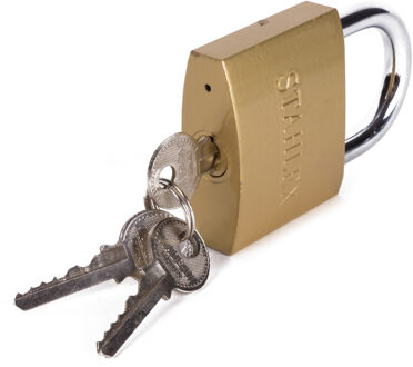 Stahlex Hangslot met 3 sleutels - 60 mm - messing - kofferslot