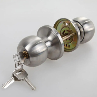 Stainless Rotation Round Door Knobset Handle Entrance Passage Lock With Key for Bedrooms Living Rooms Bathrooms