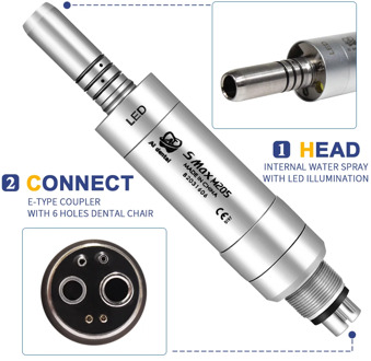 Stainless steel 6 hole air motor fiber optic contra angle low speed straight dental handpiece equipment