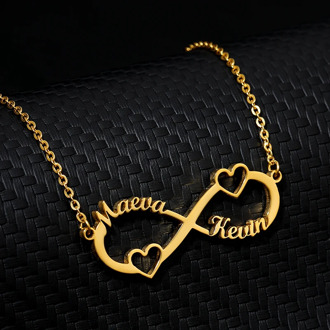 Stainless Steel Custom Couple Name Necklace Personality Infinity Nameplate Choker Heart Pendant Necklaces For Women Jewelry Gift