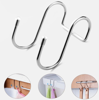 Stainless Steel Double S Shape Storage Hook for Bathroom Kitchen Wall and Door Organizer Accessories Purse Hook