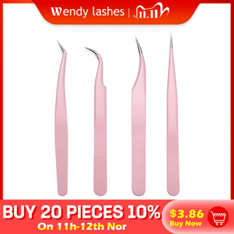 Stainless Steel Eyelashes Tweezers Professional For Lash Extension Rainbow Anti-static Eyelash Tweezer Makeup Fans Tool Supplies