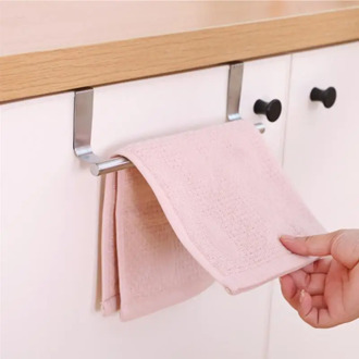 Stainless Steel Hanging Towel Rack Kitchen Bathroom Organizer Door Rag Hanging Rack Hook behind door for Kitchen bath Towel Bar