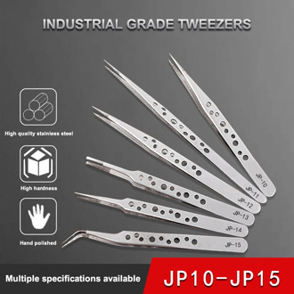 Stainless Steel Precision Pointed-Toe Elbow Tweezers with Hole Anti-slip Mobile Phone Repair DIY Tool Graft Eyelashes Clip