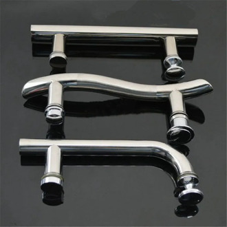 Stainless Steel Shower Glass Door Handle Push and Pull Bathroom Door Handles Handrail Hole Distance 145mm Hardware Accessories