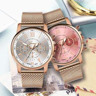 Stainless Steel Strap Watches For Women Luxury 2020 Rose Gold Dial Quartz Wrist Watch For Ladies Bracelet Reloj Mujer Relogio