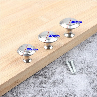 Stainless Steel With Screw Kitchen Bathroom Bedroom Silver Cabinet Door Knobs Brushed Nickel Round Drawer Handle Hardware NEW