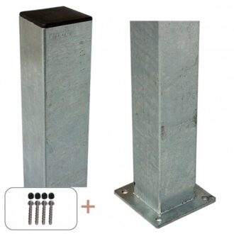 Stalen Paal Met Voetplaat 8 x 8 x 150 CM Black
