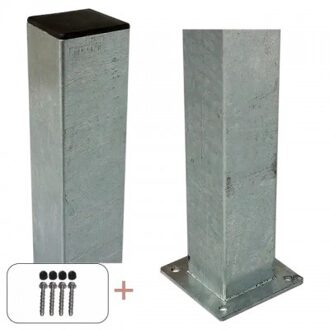 Stalen Paal Met Voetplaat 8 x 8 x 186 CM Black