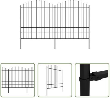 Stalen Tuinhek - 3.4m - Zwart - Hoogte 1.75-2m - Inclusief Montagemateriaal