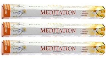 Stamford meditatie wierook stokjes - 3x - vanille sandelhout en kamille geur - Lichaam in balans