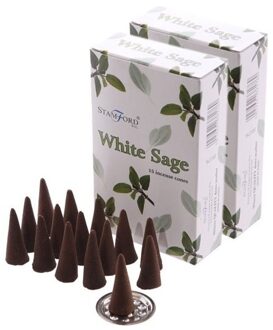 Stamford wierook kegeltjes witte salie geur - 30x - Lichaam in balans - Meditatie