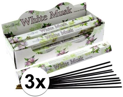 Stamford Wierook stokjes witte musk - 60x stuks - Meditatie - Bloemen huisgeuren