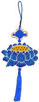 Stamped Diy Lotus Bloem Liefde Hart Chinese Knoop Craft Kralen Kruissteek Auto Opknoping Gedrukt Borduurwerk Kwastje Kit Hanger 02