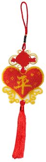 Stamped Diy Lotus Bloem Liefde Hart Chinese Knoop Craft Kralen Kruissteek Auto Opknoping Gedrukt Borduurwerk Kwastje Kit Hanger 03