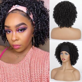 Stamped Glorious 24Inches Hoofdband Synthetische Pruik Water Wave Lang Haar Met Hoofdband Pruiken Voor Wowen Hittebestendige Vezel Pruik kort Curly