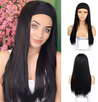 Stamped Glorious 24Inches Hoofdband Synthetische Pruik Water Wave Lang Haar Met Hoofdband Pruiken Voor Wowen Hittebestendige Vezel Pruik lang rechtdoor