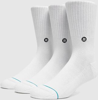 Stance Icon Crew Socks (3-Pack), White - 5-8.5