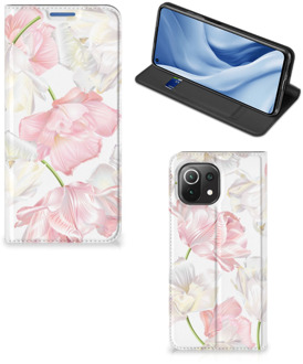 Stand Case Hoesje Cadeau voor Mama Xiaomi Mi 11 Lite Smart Cover Mooie Bloemen