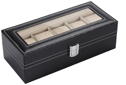 Standaard 5 Slots Modieuze Horloge Doos Zachte PU Lederen Horloge Opbergdoos Display van het Horloge Slot Case Box Case