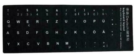 Standaard Toetsenbord Stickers Duitse Toetsenbord Stickers Pvc Toetsenbord Stickers Zwarte Achtergrond Met Witte Belettering