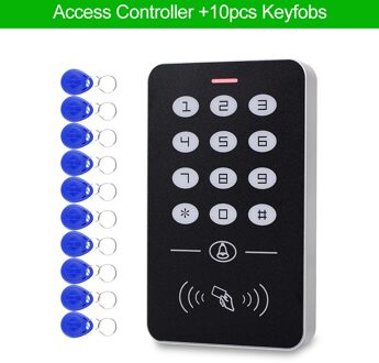 Standalone Access Control Keypad Rfid Toetsenbord Systeem Waterdichte Outdoor Cover 125Khz Controller Kaartlezer 10Pcs Keyfobs Keypad met 10 Keys