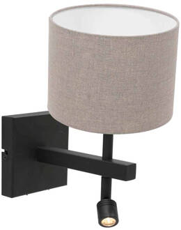 Stang wandlamp bruin metaal kapdiameter: 20 cm