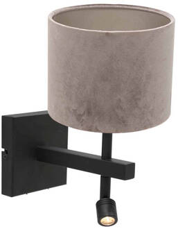 Stang wandlamp grijs metaal kapdiameter: 20 cm