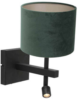 Stang wandlamp groen metaal kapdiameter: 20 cm